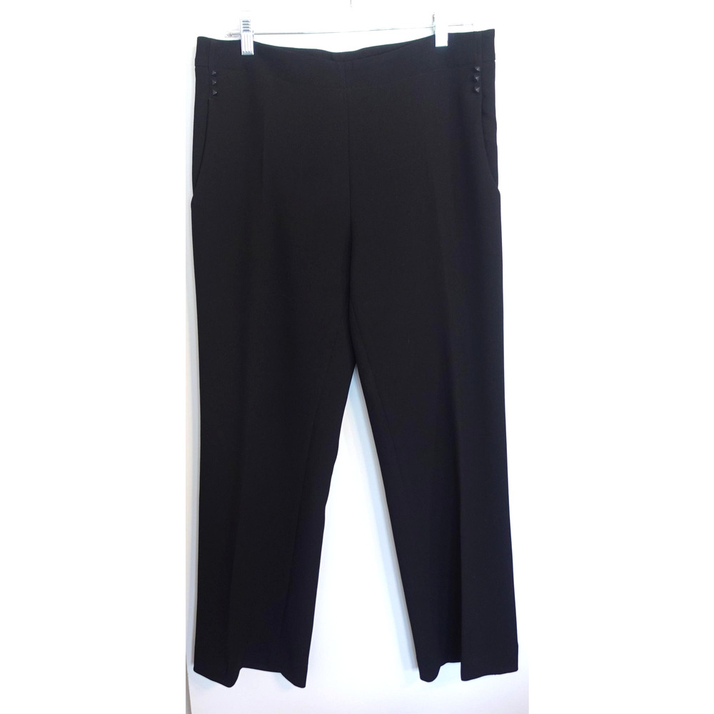 Adolfo Dominguez Pants Womens 12 Black Polyester Ankle Dress Trouser Studs